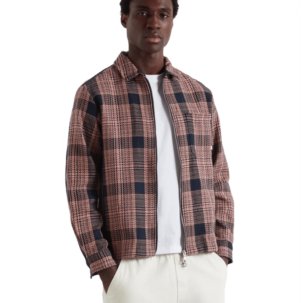 ETIENNE LS CHECK ZIP OVERSHIRT - NAVY - S | Shop The Latest In